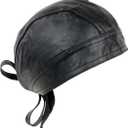 Milwaukee Leather SH319 Unisex Black Leather Skull Cap (One Size)