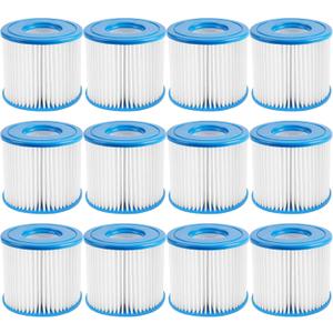 Type D Pool Filter Cartridge Replacement Compatible with Summer Waves P57100102, P57000104, Intex Type D, Summer Escapes Pool Filter, VII Filter, RX600 Above Ground Pools Pool Pump, 12 Pack