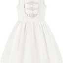 Arshiner Toddler Girls Summer Dress Back Bowknot Sleeveless Twirly Casual Beach Party Sundress with Pockets (3, White)