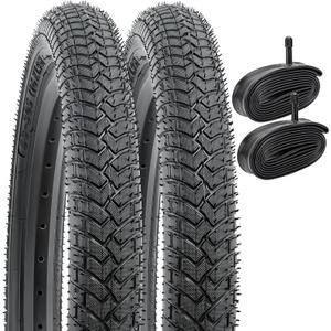 YUNSCM 2-PCS 16" Road Bike Tires 16x1.95/53-305 16x2.125/57-305 and 16" Heavy Duty Bike Tubes Shrader Valve Compatible with Kid Bike 16 x 1.95 16x2.0 16x2.10 16 x 2.125 Bicycle Tires and Tubes