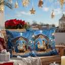 18x18 Inch Set of 2 Nativity Scene Merry Christmas Throw Pillow Covers Holy Family Pillow Cases Religious Holiday Cushion Covers Decorative Christmas Nativity Pillow for Sofa Couch Bed