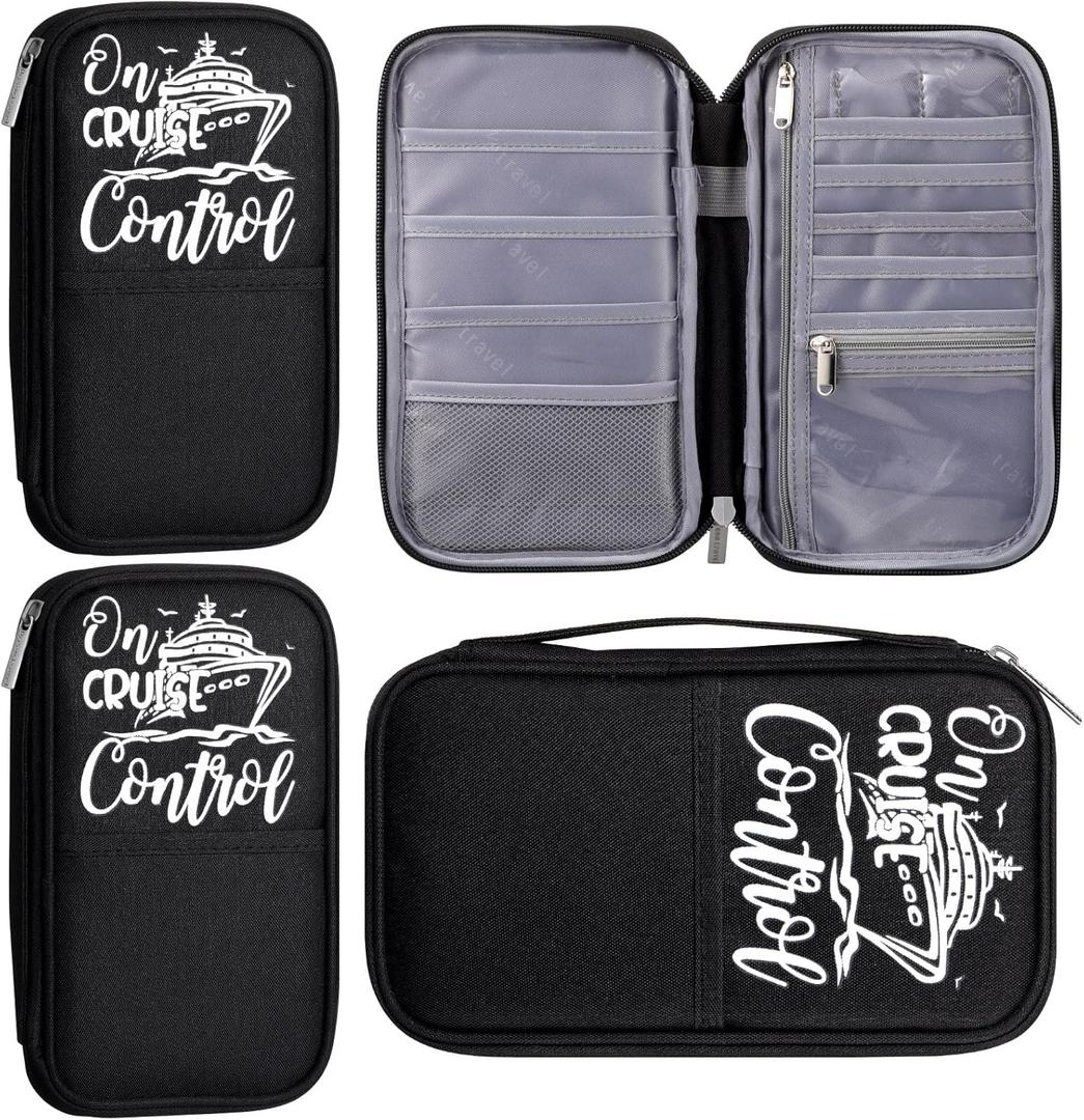 Sadnyy 2 Pcs Carnival Cruise Essentials 2026 Passport Holder Travel Family Document Organizer Waterproof Passport Wallet Holders Bag Zippered for Women Men