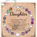 Gifts for Women/Girl, Imperial Jasper Beads Heart Bracelets with Quote Card, Birthday Valentines Day Mothers Day Christmas Gifts for Her