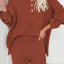 Viottiset Women's 2 Piece Outfits Sweatsuit Knit Long Sleeve Sweater Wide Leg Pants Loungewear (Orange, S)