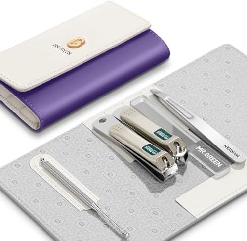 MR.GREEN Colorful Manicure Set Practical Pedicure Kits Nail Clippers Personal Care Tools Facial Hair Scissors with Fashion Case (Mr-6684 Purple)