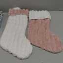 ONGLYP Christmas Stockings 2 Pack,20'' Soft Plush Faux Fur Textured Xmas Stockings with Plush Cuff,Luxury Large Christmas Stocking Hanging Ornaments Gift Bags for Christmas Decorations (Pink+White)