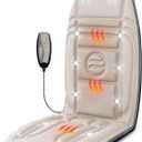 Vibration Back Massager with Heat, Massage Chair Pad with 10 Vibration Motors & 2 Heating Levels, Chair Massager for Recliner, Sofa, Gifts for Mom Dad Woman Man, Beige