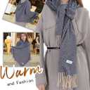 Winter Scarf for Women Cashmere Feel Pashmina & Blanket Wrap Cozy Fashion Shawl Ideal Christmas & Holiday Gift (Navy Blue)
