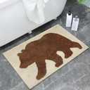 Bear Bathroom Rugs Non Slip Soft Rustic Cabin Lodge Rug Farmhouse Bathroom Bear Mat Absorbent Carpets Floor Mat Decor for Home Kitchen Bedroom 17x29 Inch