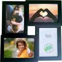 4x6 Picture Frames Collage, Black Multi-Frame, 4 Photos, Multiple Pictures, Wall or Easel Stand, Individual Photo Slots, Real Glass, Family, Home Decor or Gift, Updated Design and Packaging