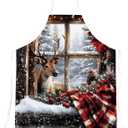 Vintage Rustic Winter Snowman Reindeer Christmas Waterproof Aprons for Cooking Kitchen Dishwashing Baking Grill