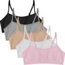 Popular Cotton Girls Training Bra - Cami Crop for Girls w Adjustable Straps. Pack 5 PK Neu 10/ 12