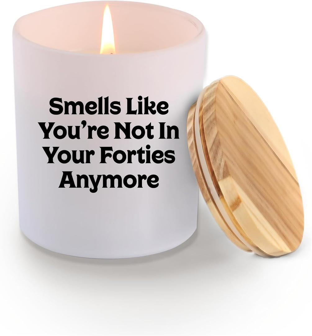Smells Like You're Not in Your Forties Anymore Candle 50th Birthday Gifts for Women Men Scented Candles Home Office Jar Candles Lavender Scent Soy Wax Candle 9.5 oz