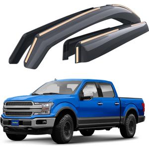 Goodyear Shatterproof in-Channel Window Deflectors for Ford F150 2015-2020 SuperCrew, Rain Guards, Window Visors, Vent Deflector, Truck Accessories, 4 pcs- GY003407