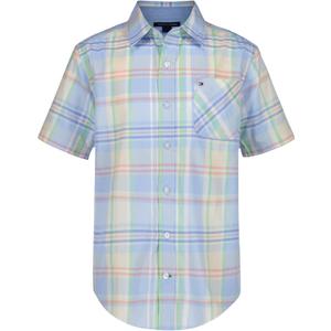 Tommy Hilfiger Boys' Short Sleeve Woven Button-Down Shirt (18-20, Windsurfer Port Plaid)