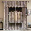 Rustic Wood Door Window Curtains Wild West Cowboy Bar Saloon Vintage Countryside Door Farmhouse Decor Window Drapes for Living Room Bedroom Set of 2 Panels, 42x84 Inch