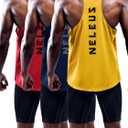 NELEUS Men's 3 Pack Dry Fit Y-Back Muscle Tank Workout Gym Shirt (X-Large)