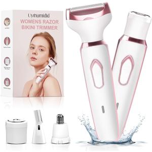 Electric Razor - Shaver for Women, Uythumidid Painless Body Hair Trimmer and Facial Hair Removal Kit, USB Rechargeable Ladies Bikini Trimmer for Face Arm Leg Bikini Underarm, Portable (White)