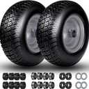 Flat Free 11x4.00-5" Tire and Wheel, 11x4-5" Lawn Mower Tires, Zero Turn Front Tires, with 3/4" & 5/8" & 1/2" Bearings, 3.4"-5.9" Centered Hub, 11x400-5 Solid Tires, 2 Pcs