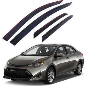 Lightronic Extra Durable Outside-Mount Auto Vent Window Visor, Fits 2014-2019 Toyota Corolla Sedan (EXCLUDES Hatchback), UV Protection Rain Guard, Original Wind Deflector, No-Drill, Dark Smoke, 4Pcs