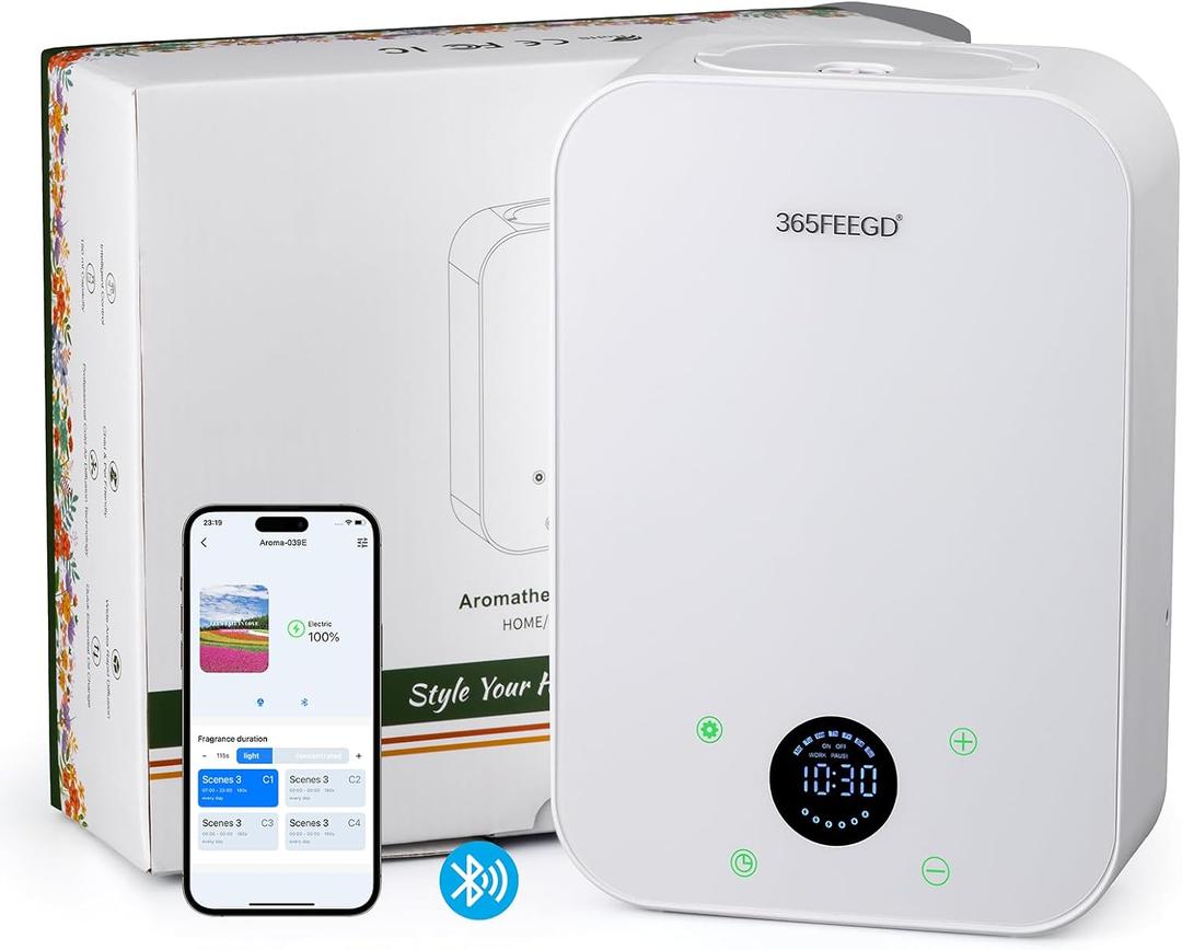 Waterless Oil Diffuser - Pure Essential Oil Diffuser with App Control - 150ml/1700 Sq.Ft. Coverage for Effective Aromatherapy in Home/Office/Hotel (White)