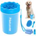 Professional 7 in 1 Dog Paw Cleaner for Dogs & Cats - Includes 1 Portable Paw Washer, 1 Bath Brush, 2 Dog Toothbrushes and 3 Absorbent Towels Note: Fits Paws 1.5 to 2.5 Inches Wide (Medium, Blue) 