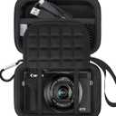 Lacdo Camera Carrying Case for Canon PowerShot SX740 / SX730 / SX720 / SX620 Digital Camera Protective Storage Trave Bag, Mesh Bag Fits Batteries, Cable, Memory Card, Card Reader, Black+Black