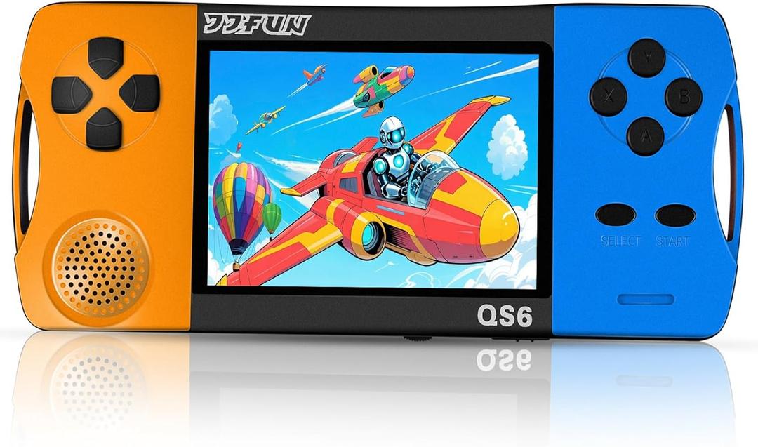 Handheld Game Console for Kids with 216 Classic Video Games, 3.2" Screen, Rechargeable, Plug and Play Retro Gaming System, Portable Arcade Handheld Games for Boys Girls Ages 4-12 (Orange blue)