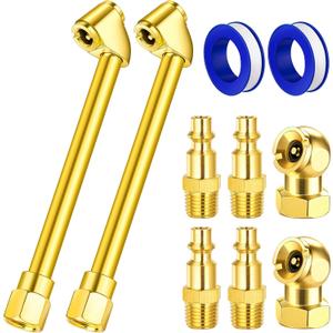 2 Pack Heavy Duty Air Chuck Set-1/4 Inch Female NPT Closed Ball tire Chuck, Dual Head Air Chuck and Standard Male Quick Plug, Tire Air Fill Kit for Tire Inflator Gauge and Air Compressor