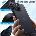 Shockproof for iPhone 16 Pro Max Case, [Camera Protection] [Military-Grade Drop Protection] Protective Anti-Yellow Slim Translucent Skin-Friendly for iPhone 16 Pro Max Phone Case, Black