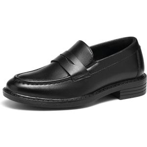 GINNI Boys Dress Shoes Slip-On Loafers Comfortable Lightweight Wedding Church Shoes for 12 Little Kid, Black