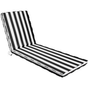 Chaise Lounge Cushions Outdoor, 71"x22"x3" Patio Lounge Chair Furniture Cushions with Washable Covers for Pool, Patio, Lawn (Black+White Stripes, 1 Pcs)