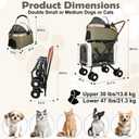 Double Pet Stroller for Dogs and Cats: Dog Stroller Foldable Travel Carriage with Detachable Carriers, Safety Belts, and 4 Lockable Wheels for Small to Medium Pets Ideal for Multi-Pet Homes (Green)