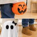 Halloween Decorations - 2 Pack Cute Standing Ghosts with Pumpkin Buckets - Scary Ghost Halloween Party Decoration for Indoor Outdoor Porch Yard Mantel Entryway Home Decor, 1.6 ft and 2.5 ft tall