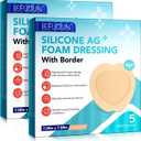 Silicone Foam Dressing Ag Sterile Wound Bandage with Waterproof Gentle Silicone Adhesive Border, 7"x7" Breathable Ultra Absorbent Pads (7.08x7.08 Inch (Pack of 10))