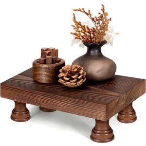 EOSAHR Farmhouse Pine Wood Risers for Decor in Kitchen & Bathroom - Risers Display Stands for Home Decor - Stylish Perfume Organizer for Placing Soap Dispenser on Small Vanity (Brown, 8.5")