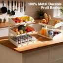 GOENDR Fruit Basket for Kitchen Counter 3 Tier Metal Fruit Bowl with Banana Hanger, Convertible to 2 Tier, Large Capacity Countertop Organizer for Fruit Vegetables Bread Snack Produce Storage