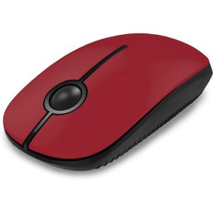 VssoPlor Wireless Mouse, 2.4G Slim Portable Computer Mice with Nano Receiver for Notebook, PC, Laptop, Computer (Black and Red)