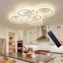 Shine LUEST 60W Modern LED Ceiling Light Fixture, Dimmable LED Chandelier Flush Mount Ceiling Lights Remote Control 6 Acrylic Ring Ceiling Lamp Fixture for Living Room Dining Room Bedroom, 7640LM, White, 6 Rings