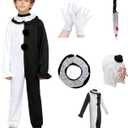 Kids Clown Costume for Kids 5Pack Jumpsuit Mask Gloves with Plastic Knife Outfit for Cosplay
