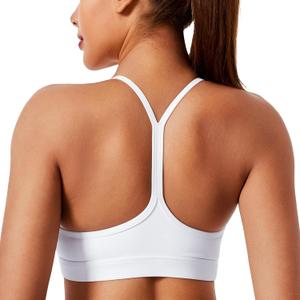 Smooth Sports Bras for Women Workout Tops Y-Back Padded Yoga Bra Basic Wireless Bra (Medium, White)