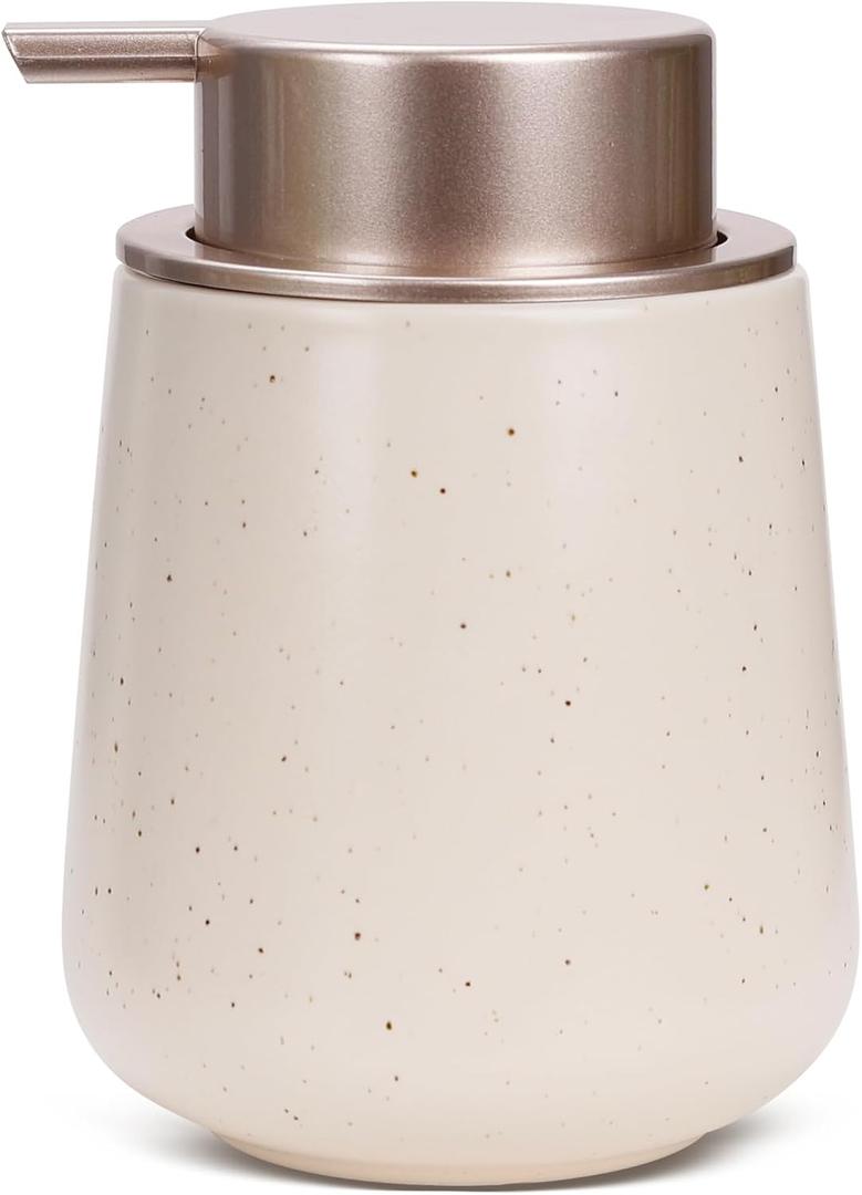 Bosilunlife Hand Soap Dispenser - 12oz Ceramic Soap Dispenser Bathroom Refillable Liquid Soap Pump Dispenser for Bathroom Kitchen Dispenser for Dish Soap with Easy-to-Press Pump (Beige-liquid)