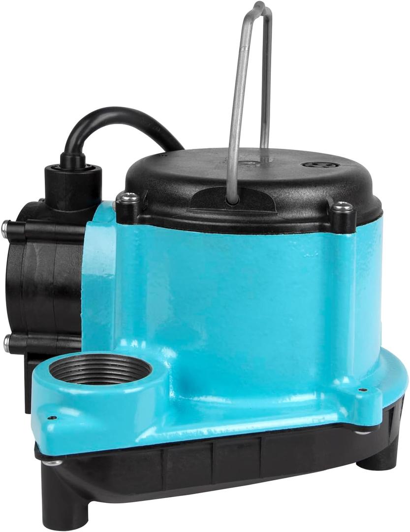 Little Giant 6-CIA 115 Volt, 1/3 HP, 2760 GPH Cast Iron Submersible Sump Pump with Integral Diaphragm Switch, 25-Ft. Cord, Blue, 506125
