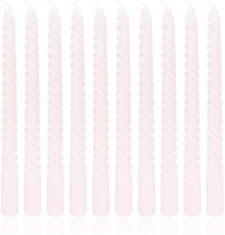 Amazon.com: 10 Inch 10 Pack Soft Baby Pink Spiral Taper Candle Set, Dripless Long Burning Time Candlesticks for Dinner Shower Party Brithday Wedding Engagement Party and Home Decor Christmas Candlesticks : Home & Kitchen