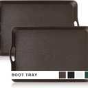 Large Boot Tray for Entryway, 20.47"x13.38" Heavy Duty Boot Mat Tray 2 Packs, Waterproof Plastic Shoe Mat with Dual Ear Handle, Indoor/Outdoor Multi-Purpose Mats for Shoes, Garden, Pets (Brown)