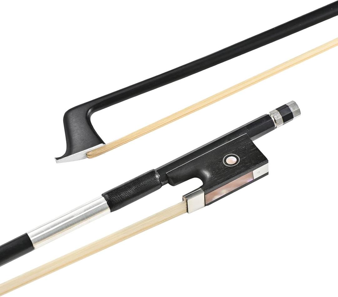 LIEKE Carbon Fiber Violin Bow 3/4 size lightweight Fiddle Bow (3/4 size, Black)