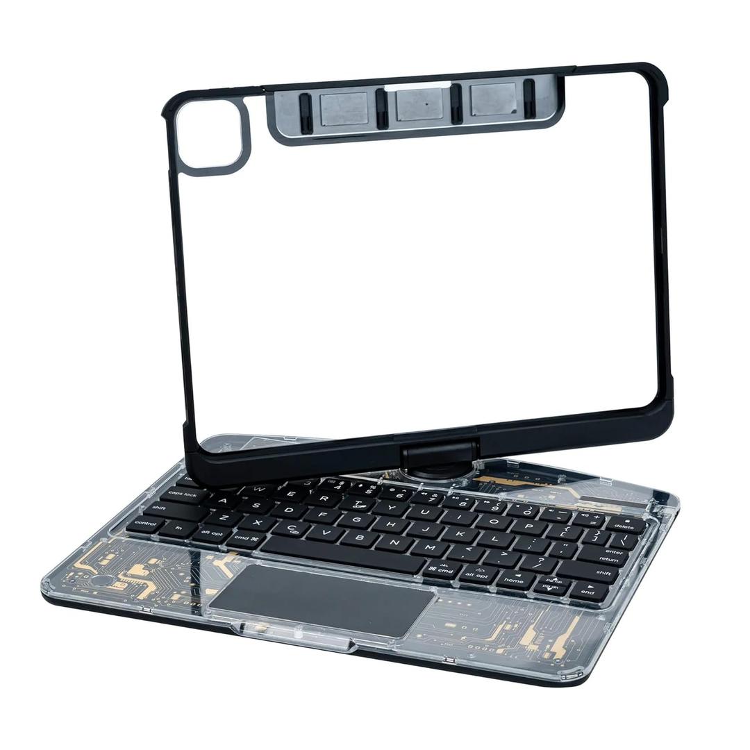 360 Degree Rotating Clear Case with Keyboard with Smart Trackpad Compatible for iPad 10.2 (2021)/(2019)/(2020) (iPad 10.2)
