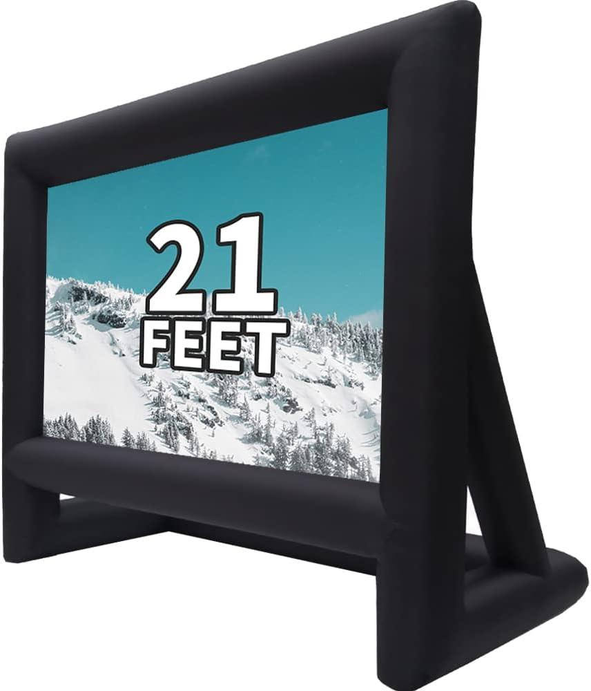 XHYCPY 21 Feet Inflatable Outdoor Projector Movie Screen - Package with Rope, Blower + Tent Stakes - Great for Outdoor Backyard Pool Fun (21 Feet)