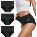 Period Underwear For Women Heavy Flow, Leakproof Panties High Waisted Cotton Postpartum Teens Hipster Briefs 3 Pack, Size Medium, Black 