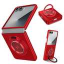 ZHOZEXIN for Samsung Galaxy Z Flip 7，Rotate Ring Magnetic Protection Shockproof Cover Case，Foldable Slim Case Compatible with Samsung Galaxy Z Flip 7 (Red)